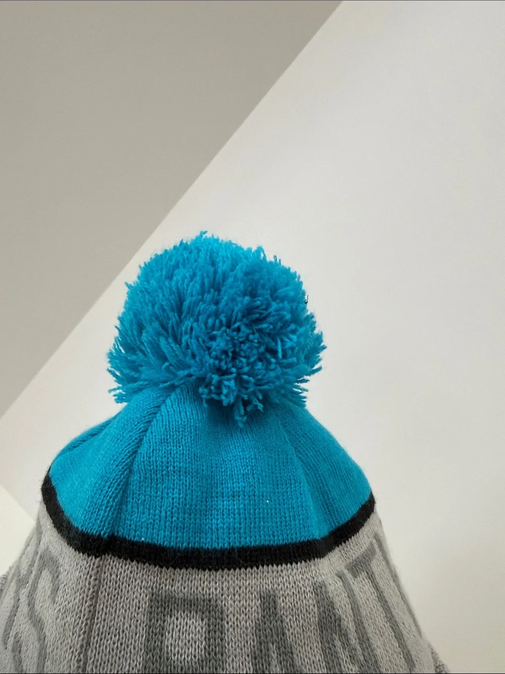 New Era Carolina Panthers NFL Gray and Teal Pom Beanie